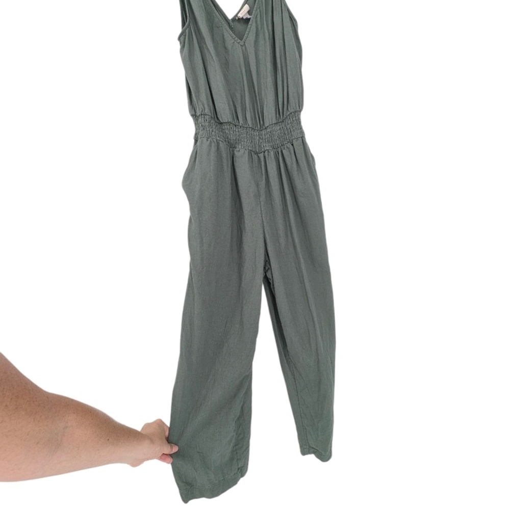 A New Day Linen Blend Jumpsuit Green XS - Picture 2 of 6